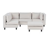 Modular Corner Sofa 4 Seater UNSTAD Right Hand Light Beige Fabric with Ottoman