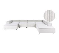 Beliani Modular Corner Sofa 5 Seater Ardal Left Hand Off-White Corduroy
