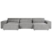 Beliani Modular Corner Sofa 5 Seater Hellnar Left Hand Grey Fabric With Ottoman