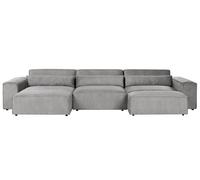 Modular Corner Sofa 5 Seater HELLNAR Right Hand Grey Fabric with Ottoman