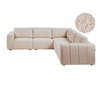 Modular Corner Sofa 5 Seater KIVVIK Boucle Beige Left Hand