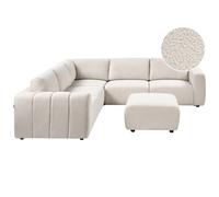 Modular Corner Sofa 5 Seater KIVVIK with Ottoman Boucle Off-White Right Hand