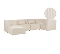 Modular Corner Sofa 5 Seater LEMVIG Corduroy Light Beige with Ottoman Left Hand