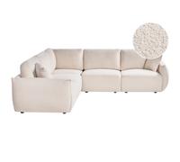 Beliani Modular Corner Sofa 5 Seater Mesnali Boucle Off-White Right Hand