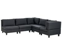 Modular Corner Sofa 5 Seater UNSTAD Fabric Black Left Hand