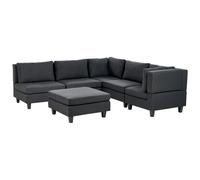 Modular Corner Sofa 5 Seater UNSTAD Fabric Black with Ottoman Left Hand