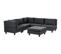 Modular Corner Sofa 5 Seater UNSTAD Fabric Black with Ottoman Right Hand