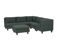 Modular Corner Sofa 5 Seater UNSTAD Fabric Dark Green with Ottoman Left Hand