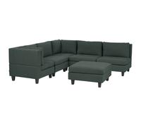 Modular Corner Sofa 5 Seater UNSTAD Fabric Dark Green with Ottoman Right Hand