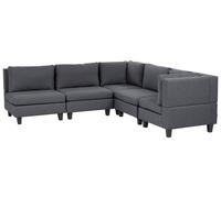 Modular Corner Sofa 5 Seater UNSTAD Fabric Dark Grey Left Hand