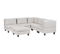 Modular Corner Sofa 5 Seater UNSTAD Fabric Light Beige with Ottoman Left Hand