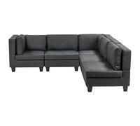 Modular Corner Sofa 5 Seater UNSTAD Faux Leather Black Left Hand