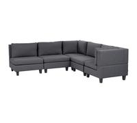 Modular Corner Sofa 5 Seater UNSTAD Left Hand Dark Grey Fabric
