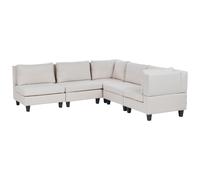 Beliani Modular Corner Sofa 5 Seater Unstad Fabric Light Beige Left Hand