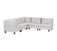 Modular Corner Sofa 5 Seater UNSTAD Fabric Light Beige Right Hand