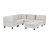 Modular Corner Sofa 5 Seater UNSTAD Right Hand Light Beige Fabric with Ottoman