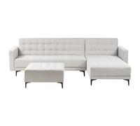 Modular Corner Sofa Bed 4 Seater ABERDEEN Fabric Light Grey with Ottoman Left Hand