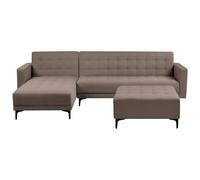 Modular Corner Sofa Bed 4 Seater ABERDEEN Fabric Taupe Right Hand