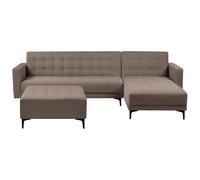 Modular Corner Sofa Bed 4 Seater ABERDEEN Fabric Taupe with Ottoman Left Hand