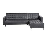 Modular Corner Sofa Bed 4 Seater ABERDEEN Faux Leather Black Left Hand