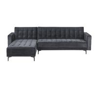 Modular Corner Sofa Bed 4 Seater ABERDEEN Velvet Black Right Hand