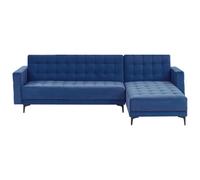 Modular Corner Sofa Bed 4 Seater ABERDEEN Velvet Blue Left Hand