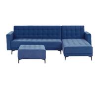 Modular Corner Sofa Bed 4 Seater ABERDEEN Velvet Blue Left Hand