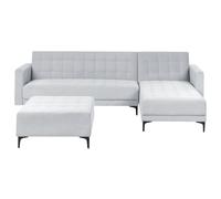 Modular Corner Sofa Bed 4 Seater ABERDEEN Velvet Light Grey Left Hand