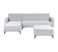 Modular Corner Sofa Bed 4 Seater ABERDEEN Velvet Light Grey Right Hand