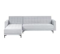 Modular Corner Sofa Bed 4 Seater ABERDEEN Velvet Light Grey Right Hand