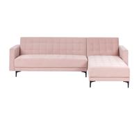 Modular Corner Sofa Bed 4 Seater ABERDEEN Velvet Pastel Pink Left Hand