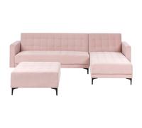 Modular Corner Sofa Bed 4 Seater ABERDEEN Velvet Pastel Pink Left Hand