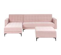 Modular Corner Sofa Bed 4 Seater ABERDEEN Velvet Pastel Pink Right Hand