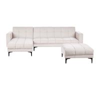 Modular Corner Sofa Bed 4 Seater ALNES Fabric Off-White Right Hand