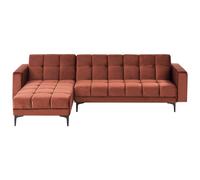 Modular Corner Sofa Bed 4 Seater ALNES Velvet Light Red Right Hand