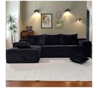 Modular Corner Sofa, L-Shaped Deep Seat Modern Plush Corduroy Couch for Living Room or Bedroom