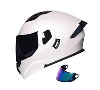 Modular Double Visor Flip Up Motorcycle Helmets, Full Face Integrated Adults Men Women Lightweight Motorbike Helmet, DOT Approved Crash Helmet for Moped Bike Street Racing Touring