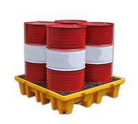 Modular Drum Spill Containment Pallet, 130x130x30cm, Polyethylene Platform for Oil and Laboratory Spills, Durable Spill Control Solution for Safe Waste Management