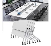 Modular Flip Conference Table on Wheels - Reinforced Steel Frame, Noise-Free Mobility, Foldable Design - Ideal for Corporate Training, Classrooms & Meetings