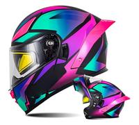 Modular Flip-Up Dual Visor Motorcycle Helmet - ECE Approved 22.06 Full Face Motorcycle Helmet Lightweight, Comfortable, and Stylish Helmet for Men and Women 3,M/(57~58cm)