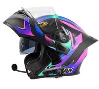Modular Flip Up Front Bluetooth Motorcycle Helmet ECE/DOT Approved High Strength Shell Motorbike Helmets Integrated Helmet Moped Scooter Crash Helmet for Men Women C,M