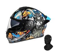 Modular Flip Up Front Motorcycle Helmet DOT/ECE Approved Dual Sun Visor Built Helmets Front Helmet Street Moped Scooter Motorbike Crash Helmet Men Women,E-M(55~56cm)