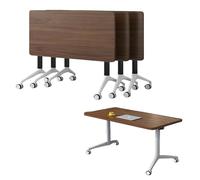 Modular Folding Conference Table with Flip Top & Casters Rectangular Design Portable Training Desk for Office Meetings & Events Space Saving Solution