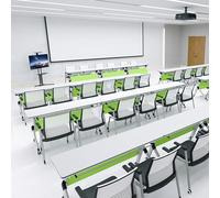 Modular Folding Conference Tables Set of 2 - Space-Saving Flip-Top Design with Casters 63"x20"x30" for Meeting Rooms Offices Business Events & Collaborative Spaces
