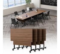 Modular Folding Conference Tables with Wheels - Flip Top Training Tables for Office & Classroom Joinable Meeting Desks for Seminars Workshops & Collaborative Spaces