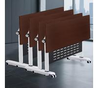 Modular Folding Flip Top Conference Table, Portable Training Desk for Office & Classroom Meetings, Space-Saving Meeting Furniture, Easy Setup & Transport