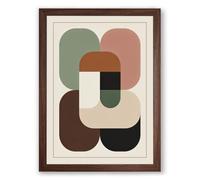 Modular Forms Mid-Century Framed Wall Art Print A1 (84.1×59.4cm) Walnut, Wall Decor for Living Room, Bedroom, Office & Home, Ready to Hang, Art Gift