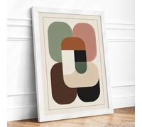 Modular Forms Mid-Century Framed Wall Art Print A2 (59.4×42cm) White,