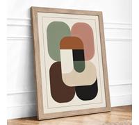 Modular Forms Mid-Century Framed Wall Art Print A4 (29.7×21cm) Oak, Wall