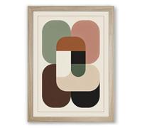 Modular Forms Mid-Century Framed Wall Art Print A4 (29.7×21cm) Oak, Wall Decor for Living Room, Bedroom, Office & Home, Ready to Hang, Art Gift